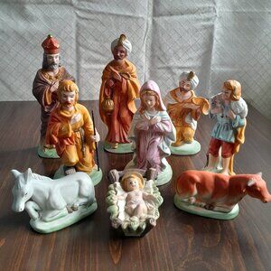 Nativity Set Porcelain Figurine Brinns Pittsburgh PA Religious Christmas 9pc Set